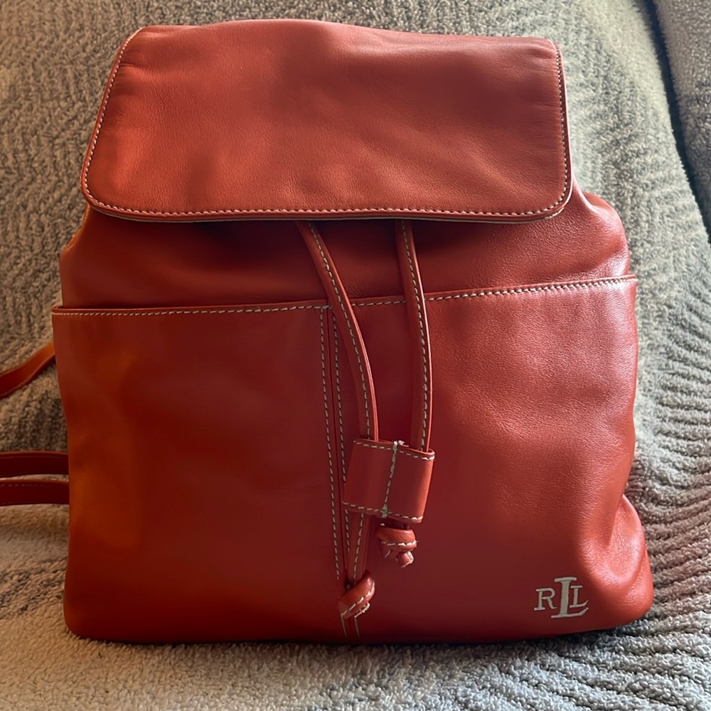 Ralph Lauren orange backpack purse